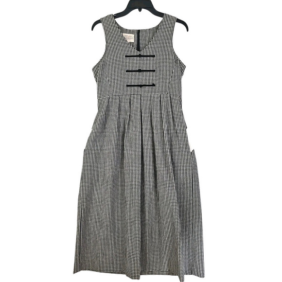 Vntg. Susan Bristol ~Woman Size 2~ White/Black Plaited Midi W2K Dress w/Pockets. - Picture 1 of 15